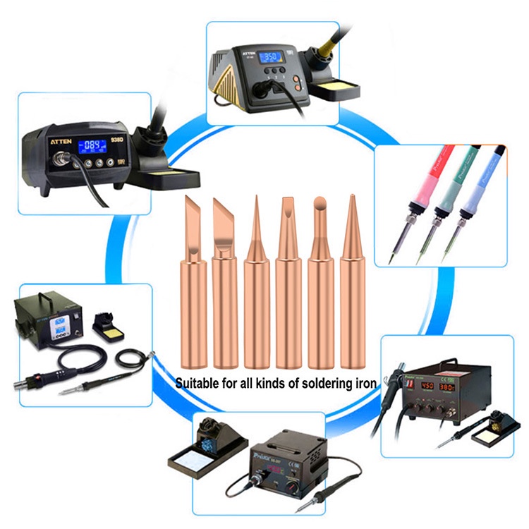 【5 PCS】Ujung Solder Logam Tembaga/Mata Solder Station Tembaga Murni/Mata Solder Tembaga