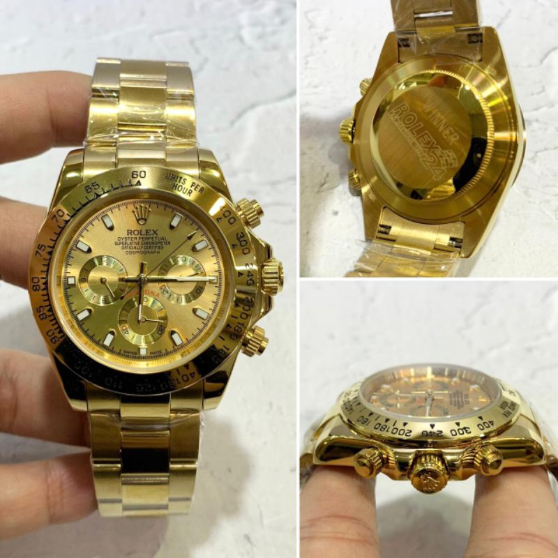 Jam Tangan Pria Rolex Daytona Cronograp Otomatis Super Premium Graden AAA Warna Gold