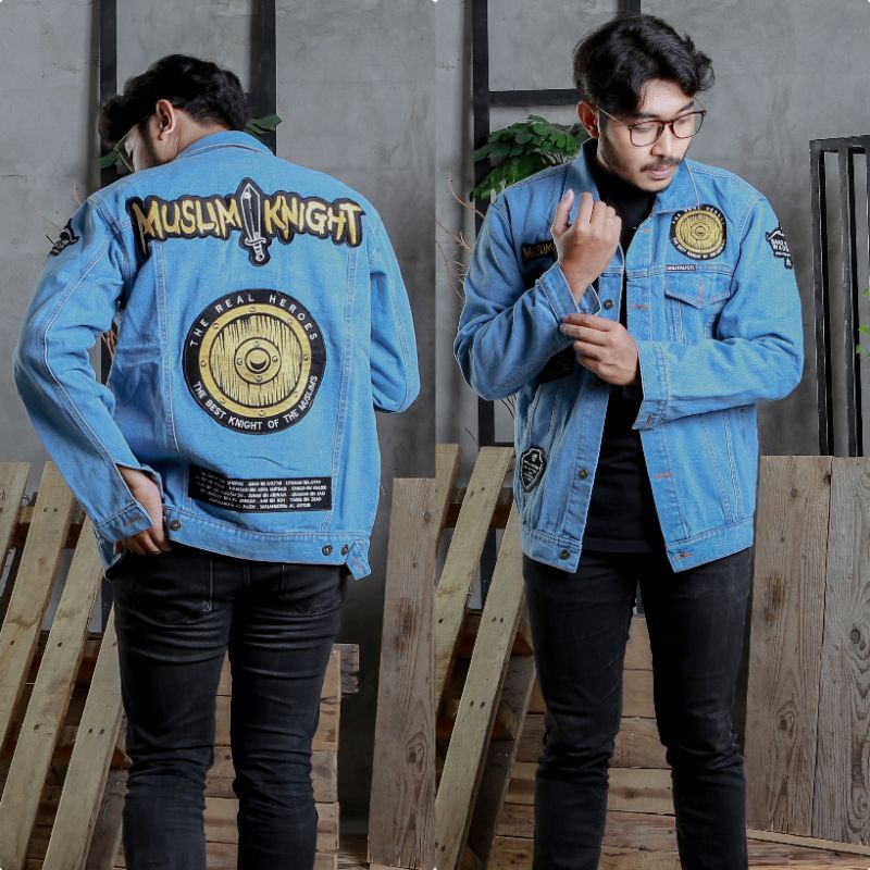 Brutalists denim jaket jeans pria jaket muslim original bordir hitam tebal