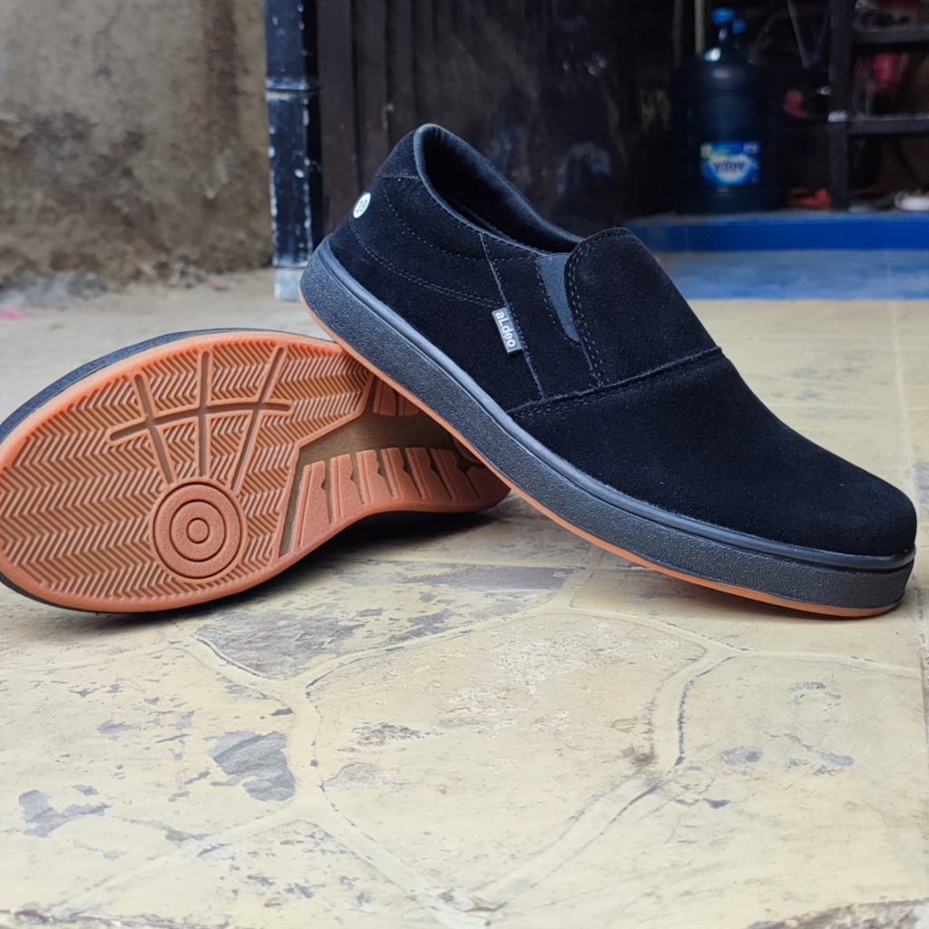 ALDEO H20 Sepatu Pria Casual Slip On Cowok Tanpa Tali Original Lokal Slop Santai Hitam Putih