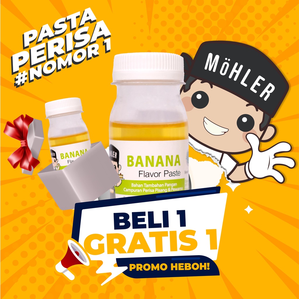 MOHLER Pasta perisa pewarna PISANG / BANANA (KLIK KOMBO HEMAT UNTUK BELI 1 GRATIS 1)