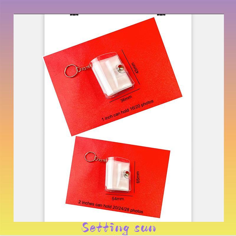 1 &amp; 2 Inch Mini Photo Album 16 Pockets KeyRing Key Ring Shiny Transparent Foto Binder Kecil Card Holder Keychain Gantungan Kunci Jelly Color KPOP Koleksi Ganci pacar memory kenangan hadiah potret  TN