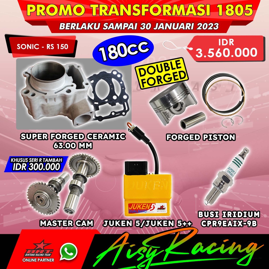 Paket Bore Up BRT 1805 Sonic FI CBR 150 R LED CB 150 R GTR Blok Seher Piston 57 : 28 / 63 : 00mm