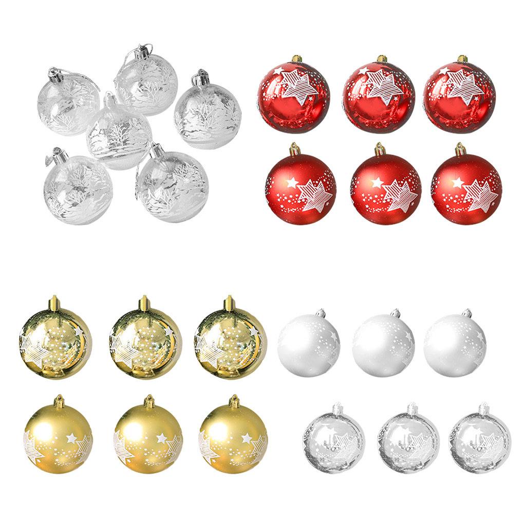 6pcs Ornamen Bola Gantung Pohon Natal Portable Reusable Untuk Dekorasi Rumah