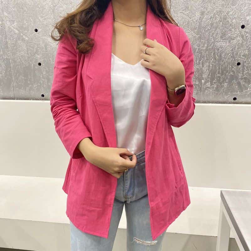 Blazer Linen Nancy Outer Atasan Wanita Model Korea Viral Kekinian