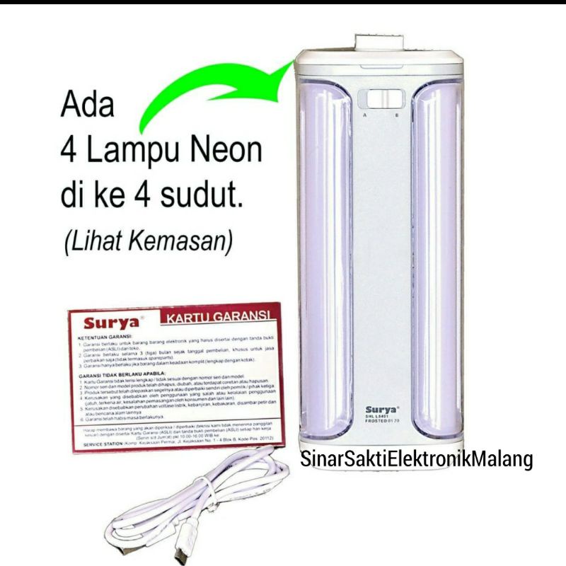 Lampu Darurat Emergency Led Surya L8401 Charge Cas Kotak Rechargeable