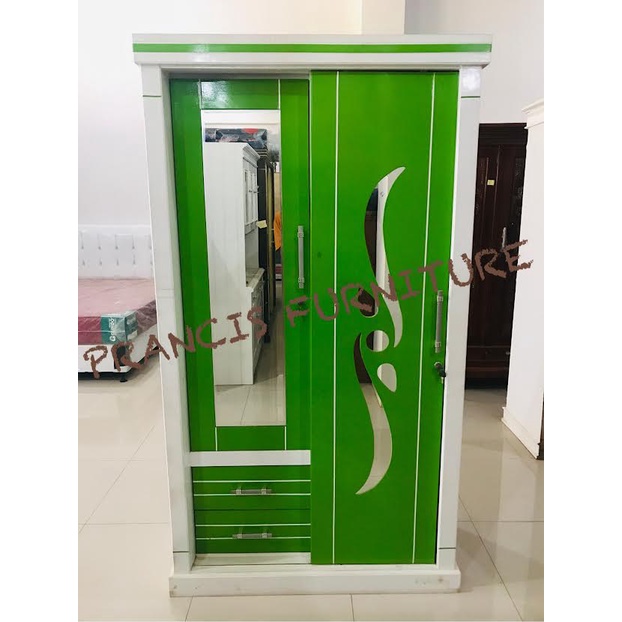 LEMARI PAKAIAN 2 PINTU SLIDING KACA LEMARI 2 PINTU GESER MINIMALIS SLIDING DOOR KAYU MINIMALIS MODER