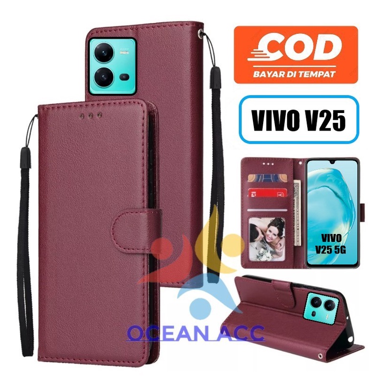 NEW DOMPET HP UNTUK VIVO V25 (5G) NEW 2022 LEATHER FLIP CASE UNTUK VIVO V25 (5G) NEW 2022
