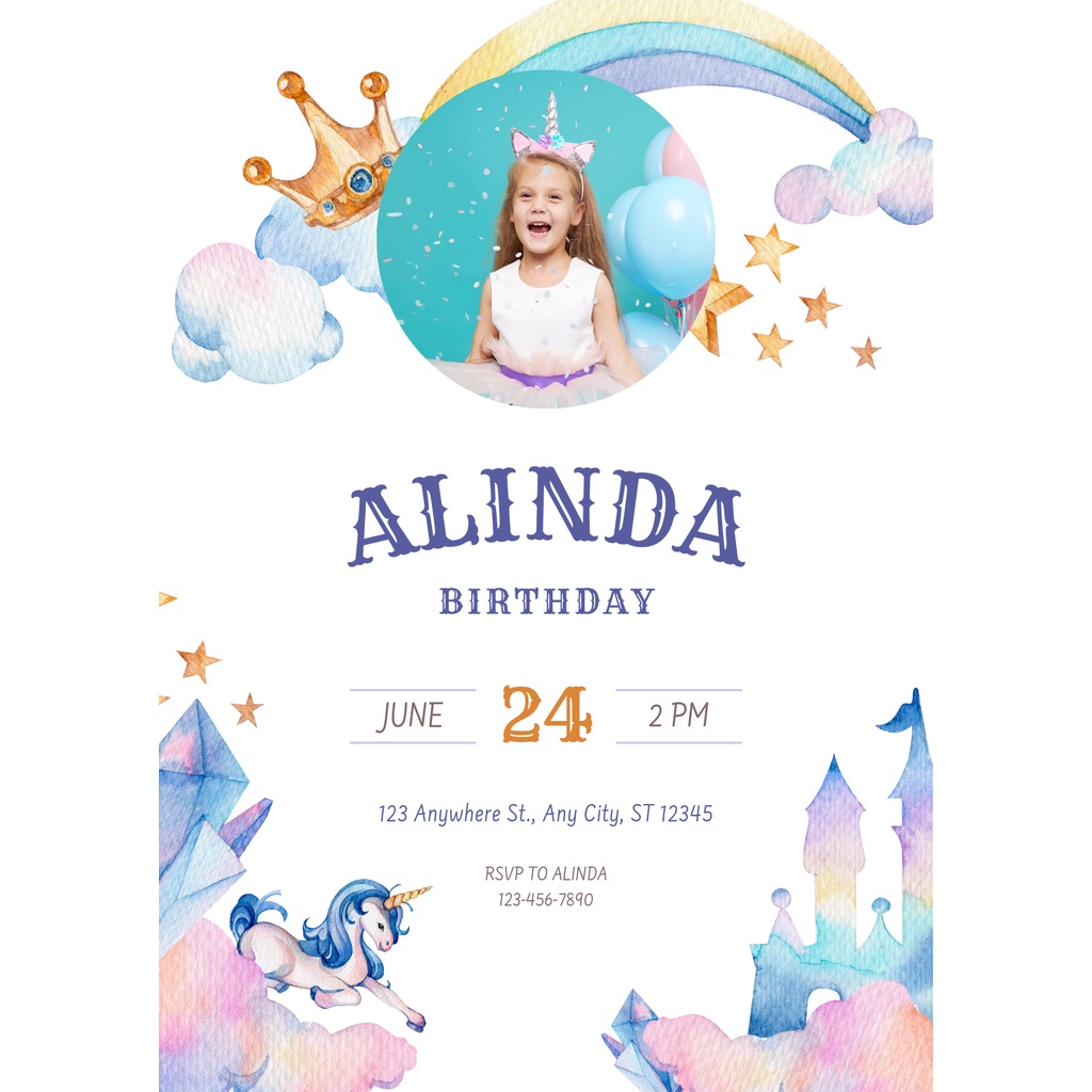 Undangan Ulang Tahun anak UNICORN