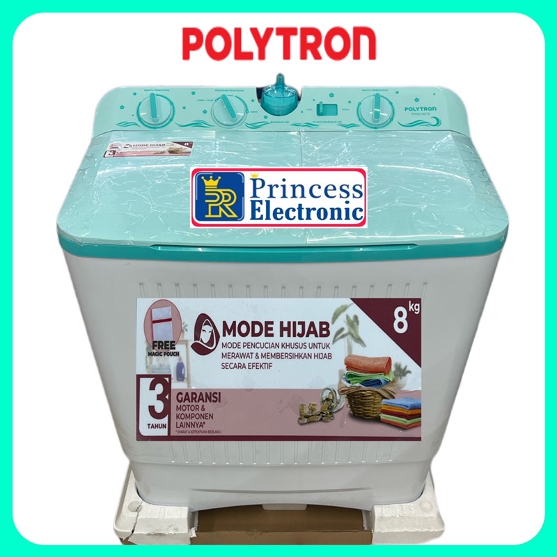 Mesin cuci Polytron 8 kg PWM 8076 Low watt model terbaru