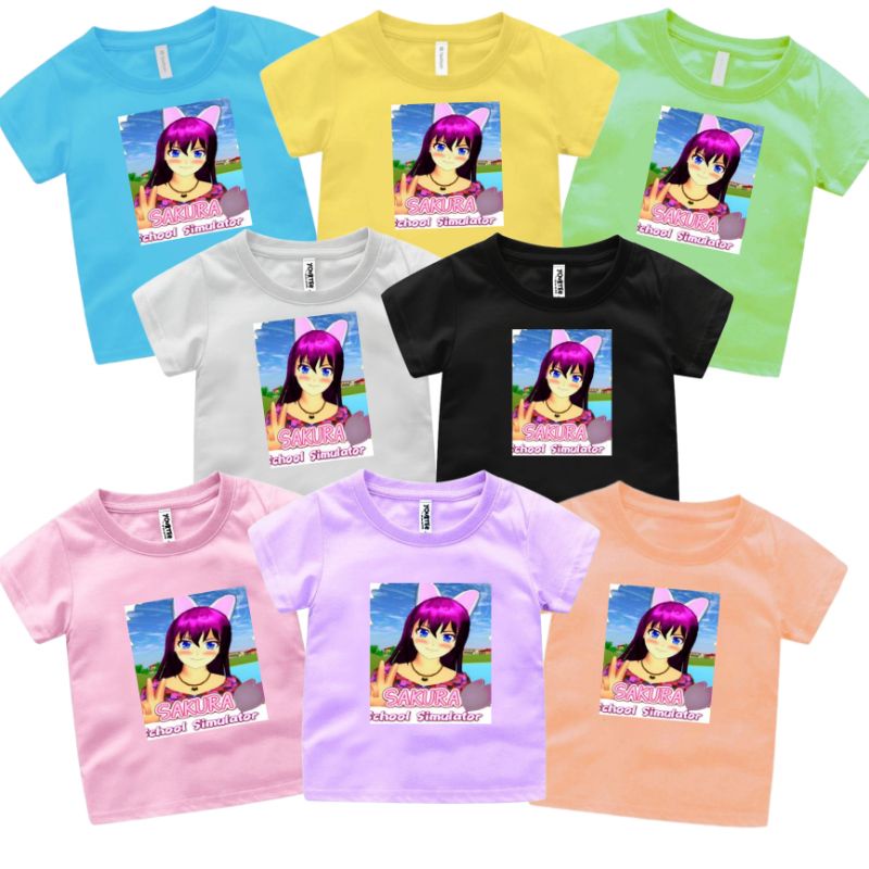 BAJU KAOS ANAK CEWEK-COWOK 1-12 TAHUN SAKURA SCHOOL SIMULATOR WARNA