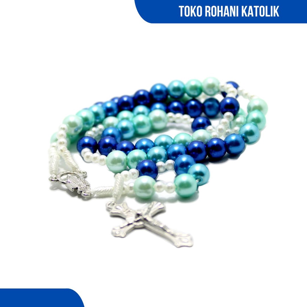 ROSARIO MUTIARA SINTETIS (BLUE OCEAN)/ ROSARIO KALUNG PAREL / ROSARIO KATOLIK / SALIB ROSARIO / KALUNG PRIA WANITA / KALUNG ROHANI / ROSARIO CANTIK / KONTAS