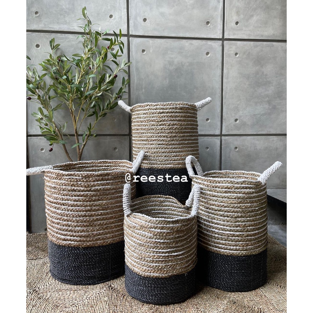 Size L Keranjang laundry anyam serat alam / Keranjang Anyam / Keranjang Laundry