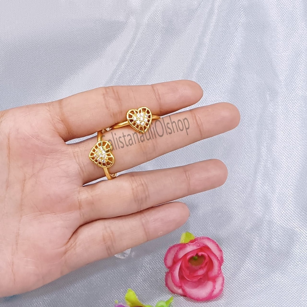 SET DEWASA LOVE ZIRCON PERHIASAN EMAS KOREA ANTI KARAT DAN ANTI LUNTUR