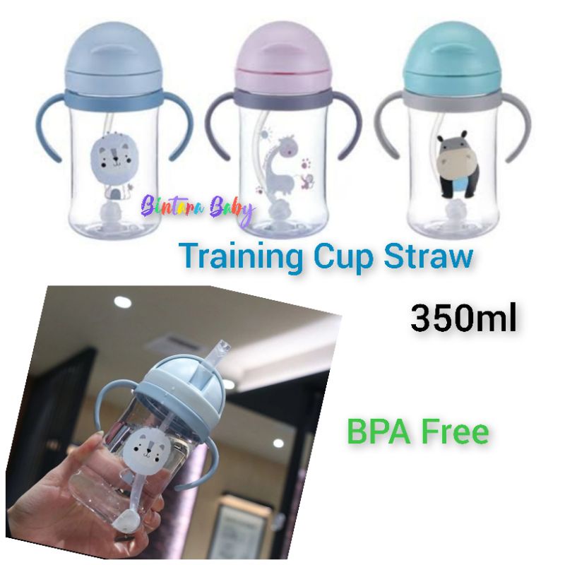 Tritan Kids Bottle 350ml Botol Minum Sedotan Training Straw Cup 350ml BPA Free / Sedotan Pengganti Botol Minum Tritan 350ml