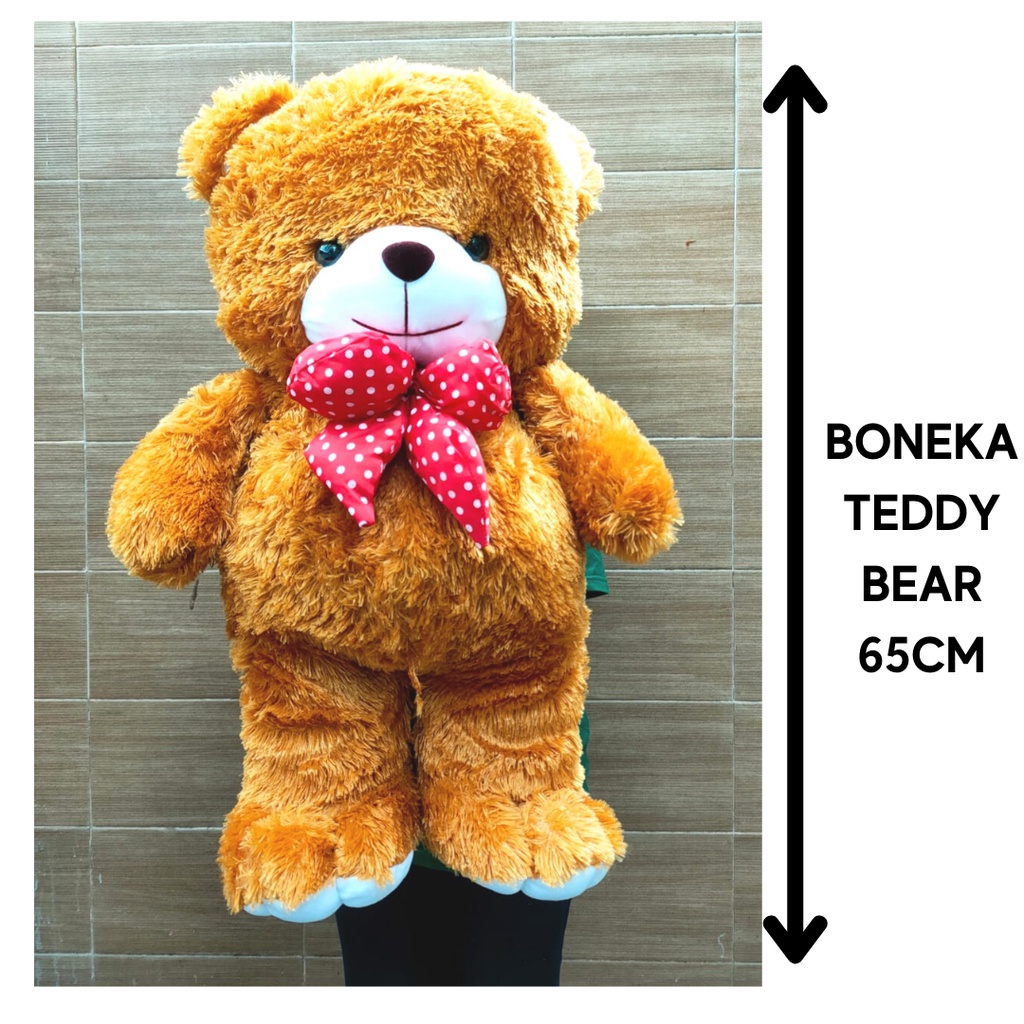 Boneka Teddy Bear Beruang cute lucu bulu halus lembut SNI pita polka / Hadiah Annyversary / Kado Valentine