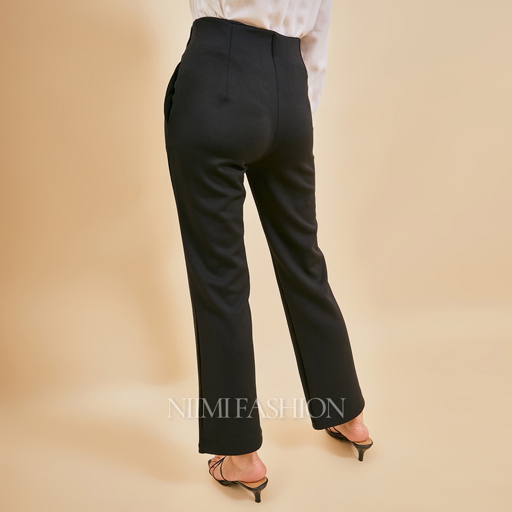 NIMI - Chloe Highwaist Pants Celana Cutbray Scuba Highwaist Casual Cutbray Office Pants