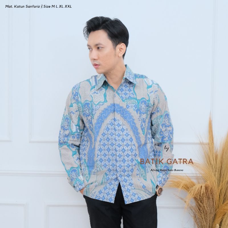 KEMEJA BATIK LENGAN PANJANG KAWUNG PASTEL FULL FURING