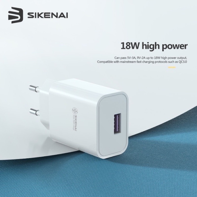 SIKENAI Charger X3T-EU Adapter QC3.0 / 18W + CableType-C Support All Q tc sikenai 18w max full compatible