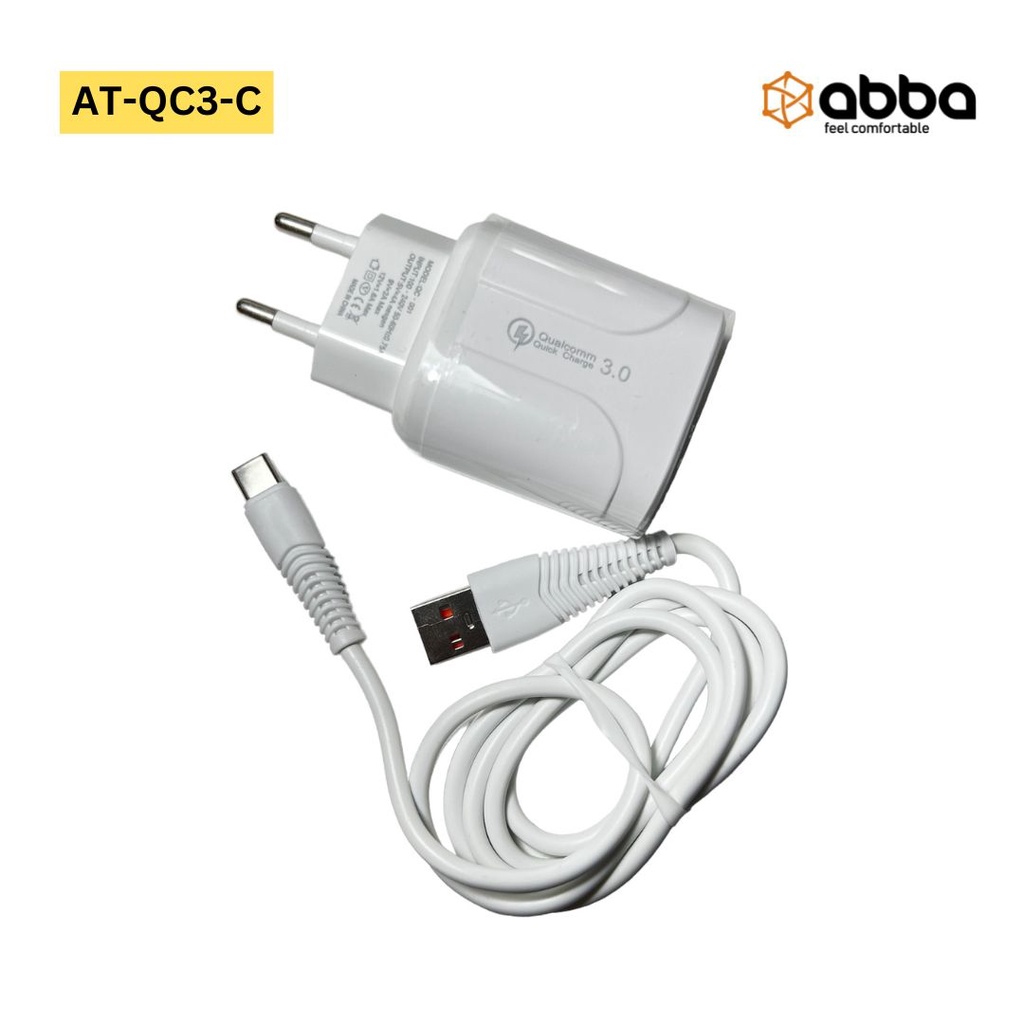 CHARGER ABBA AT-QC3 QUICK CHARGE 3.0 TYPE C WHITE