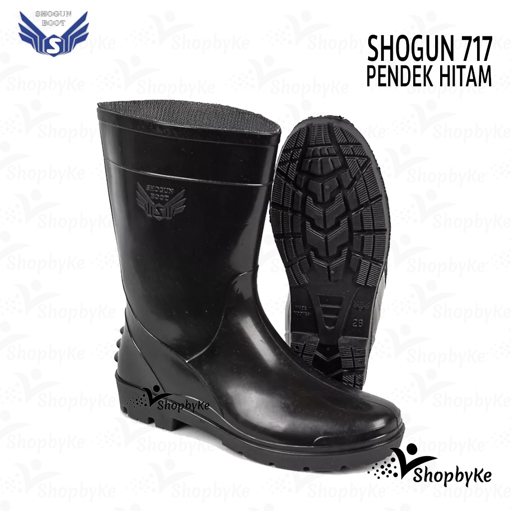 Sepatu Boot Karet Pendek SHOGUN 717 HITAM  / Sepatu Boots Karet APD Pendek Pria Pertanian Perkebunan