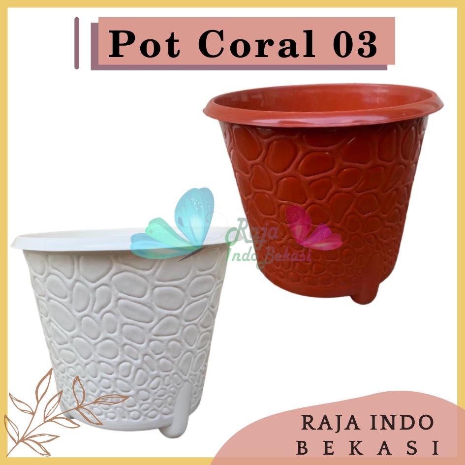 Pot Bjp Coral 03 Putih Budi Jaya Pot Coral 20 Cm Pot Koral Bunga Plastik Motif Batu Alam Bagus Pot Tanaman Murah