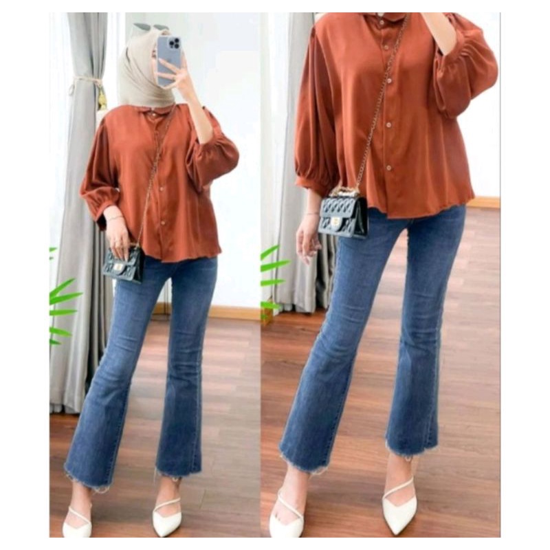 ELZE BLOUSE ATASAN WANITA OVERSIZE KEMEJA POLOS SYAKILA