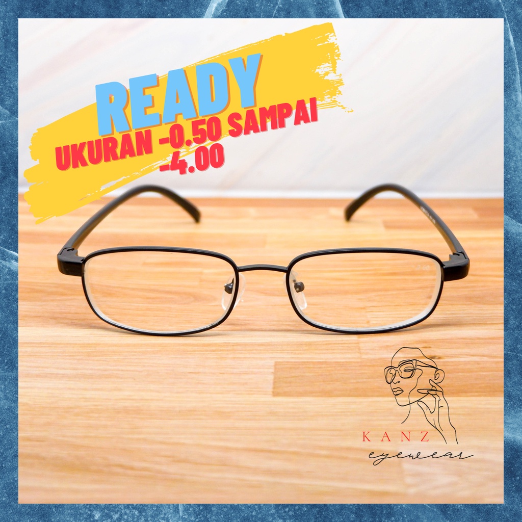 Kacamata Minus Wanita Pria Oval Frame Ukuran Kecil Besi Untuk Muka Kecil Luar Negeri