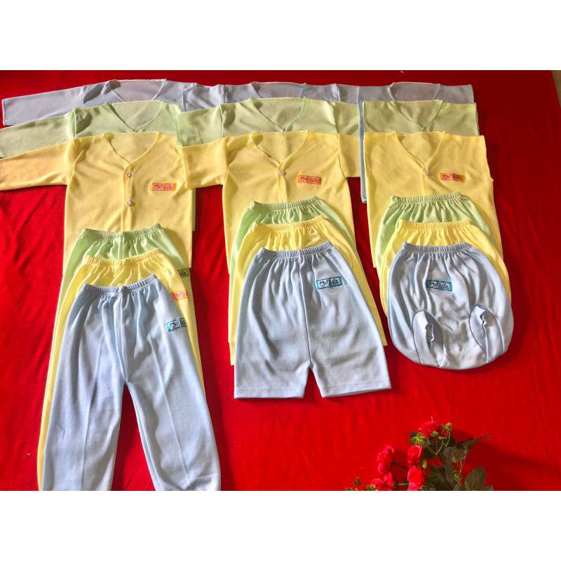 BEST SELLER 18 Paket Hemat Perlengkapan Baju Bayi Warna Bordir New Born