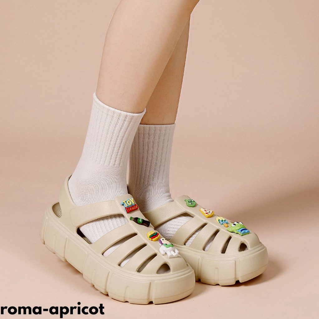 SANDAL WANITA MODEL STRAPPY WARNA KEREN SEMUA MOTIF PIZZA DAN KAWAN&quot; BAHAN RUBBER IMPORT ROMA