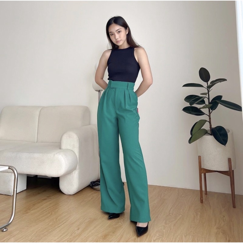 KAI CULLOTES WIDE KOREA LONG PANTS - CELANA KULOT THICK BELT WANITA PREMIUM - CELANA CULLOTE BAN PINGGANG TINGGI - CELANA KERJA PANJANG FORMAL FUSCHIA WANITA - HADIAH ATAU KADO ULTAH CEWEK