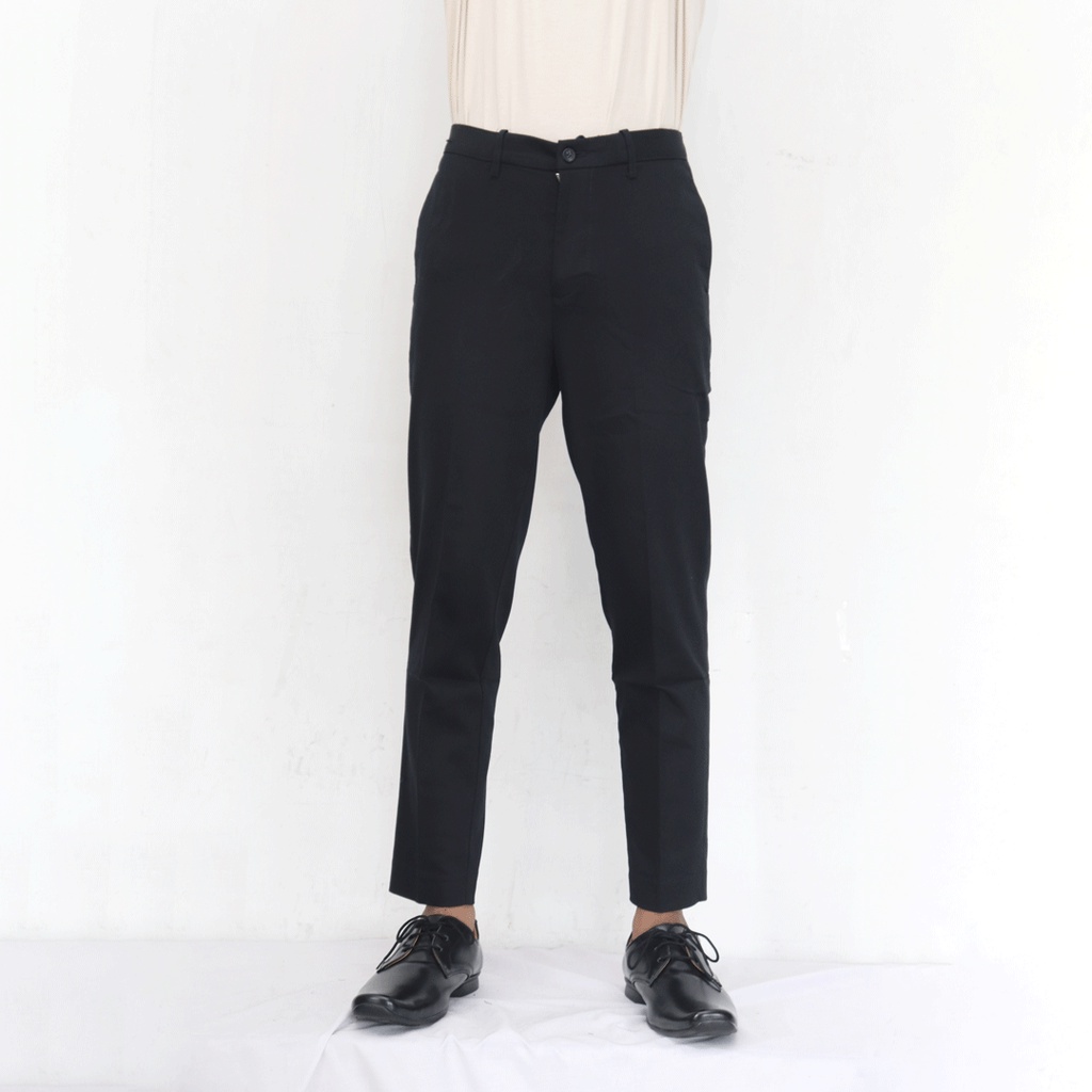 Celana Pria Formal Kerja Slim Fit Cardinal Panjang Hitam Polos