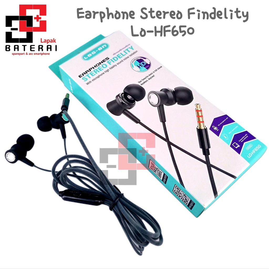 Log On - HF650 Handsfree Earphone Stereo 3.5mm / Headset - 1 tahun Garansi