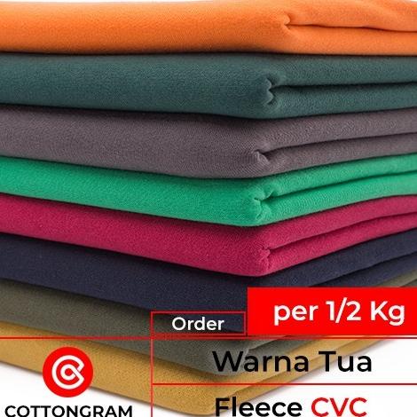 Kain Fleece Bahan Jaket Sweater Hoodie CVC Warna Tua per Setengah Kg