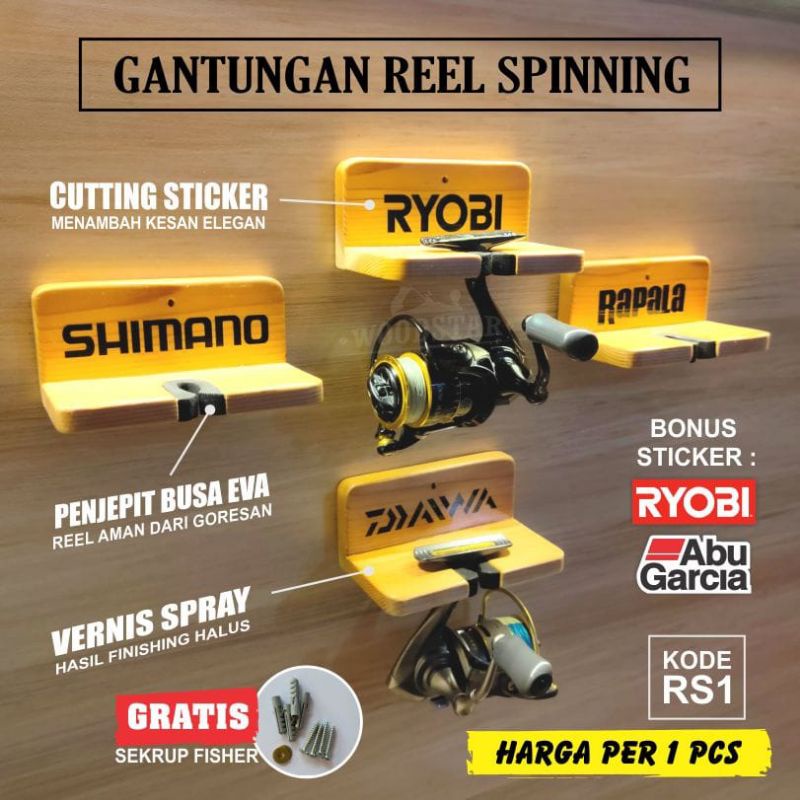 REEL STAND SPINNING GANTUNGAN REEL SPINNING HOLDER REEL WOODSTAR