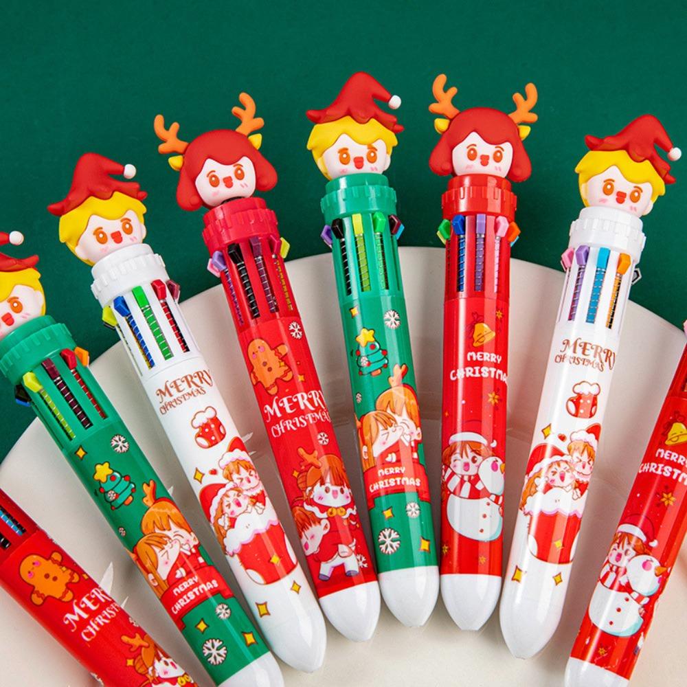 Mxbeauty Bolpoin Bertema Natal Kreatif Warna-Warni Unisex Gel Pen Hadiah Anak Lucu Santa Claus Kawaii Kartun Alat Tulis Sekolah