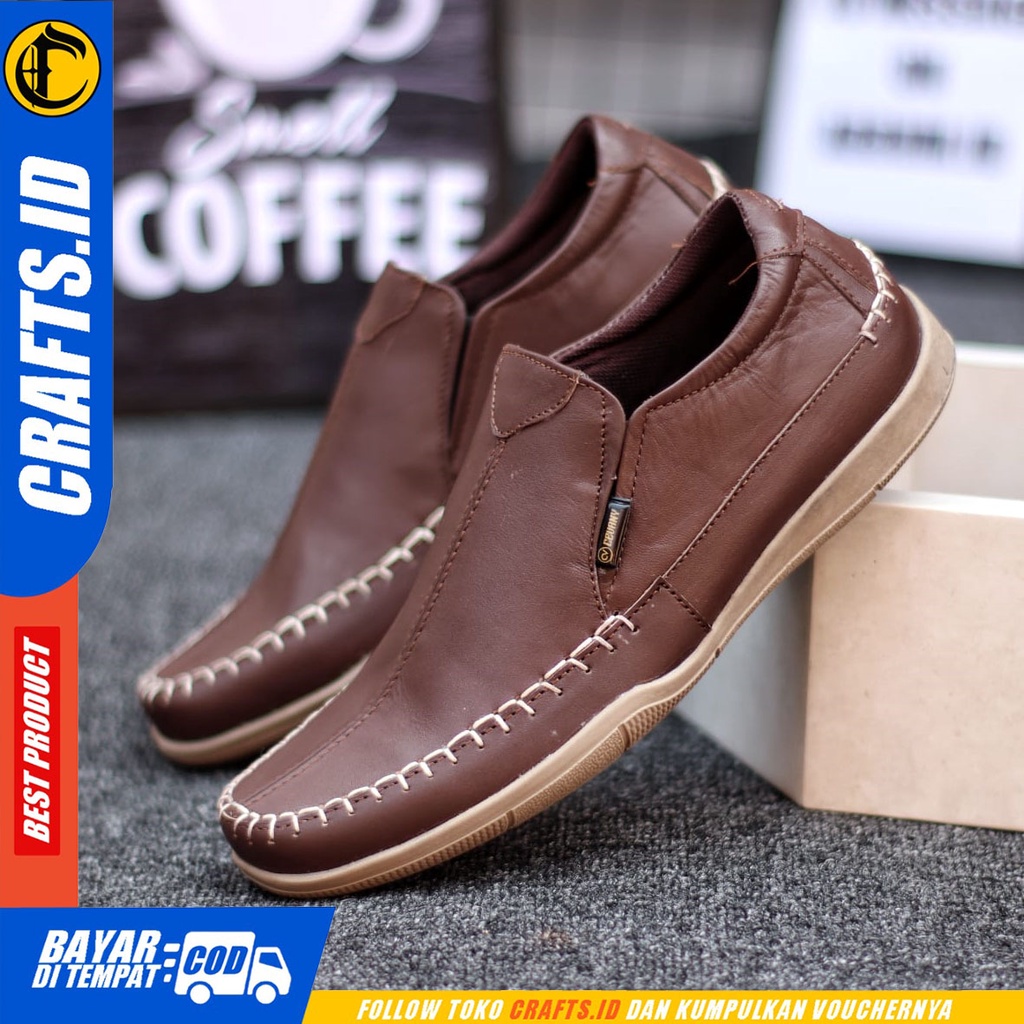 CRAFTS divoc - Sepatu Formal Pantofel Kulit Asli Kerja Slop Pria