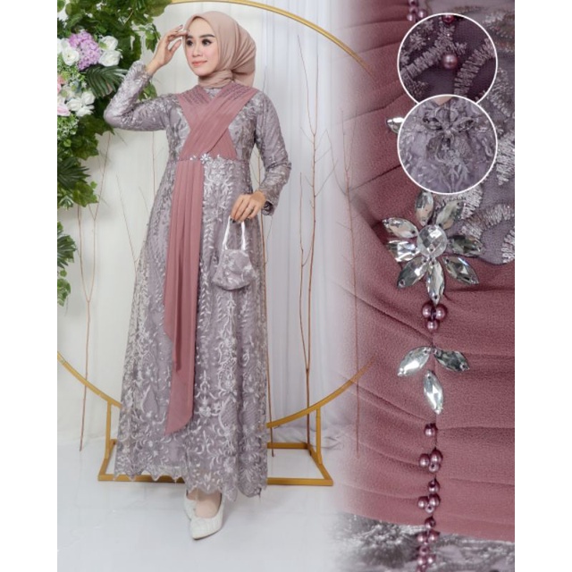 Kebaya Gamis Rasya KM / Gamis Kebaya Modern Pesta Mewah / Gamis Brukat / Gamis / Kebaya Modern / Gamis Kondangan