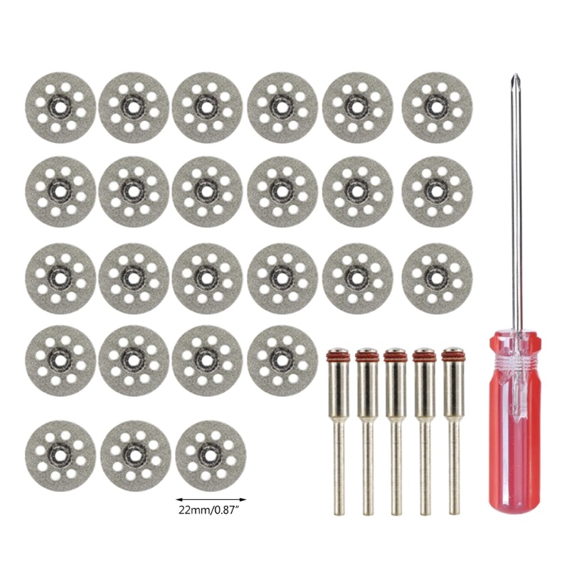 31 Pcs Disk Gergaji Pemotong Berlian 8 Lubang Dengan Mandrels Untuk Batu Permata Kayu