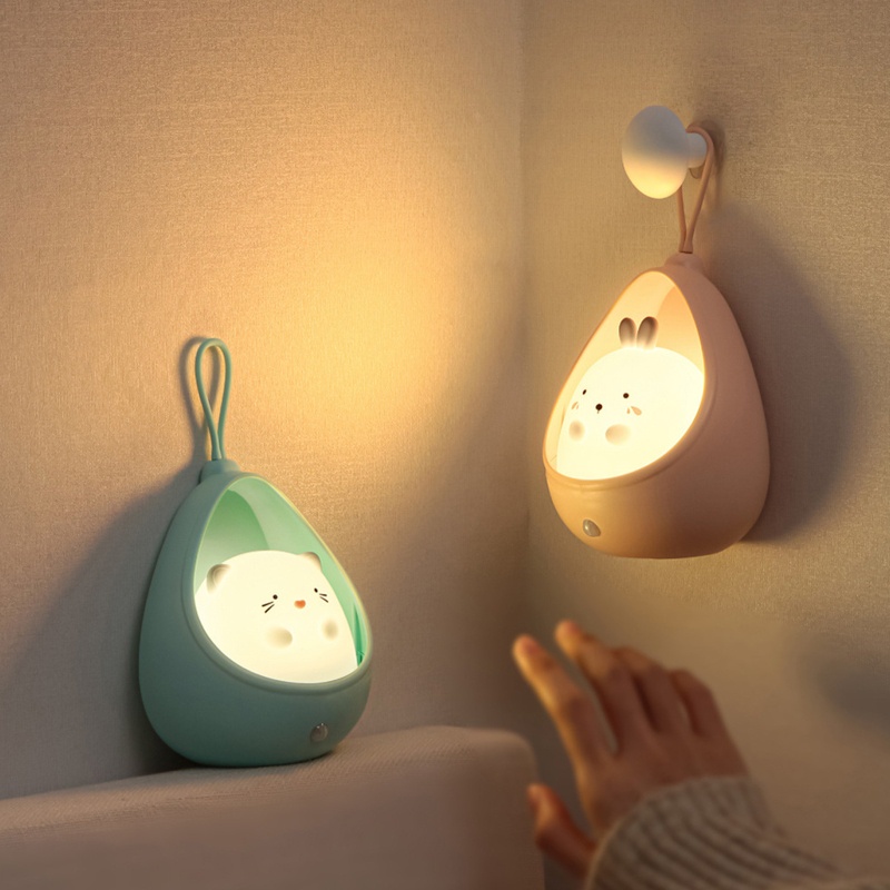 Zzz Lampu Malam Led Rechargeable Bentuk Kucing / Kelinci Bahan Silikon Untuk Dekorasi Kamar Anak