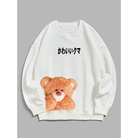 Sweater Wanita Coral Bear Crewneck wanita size M-XXL