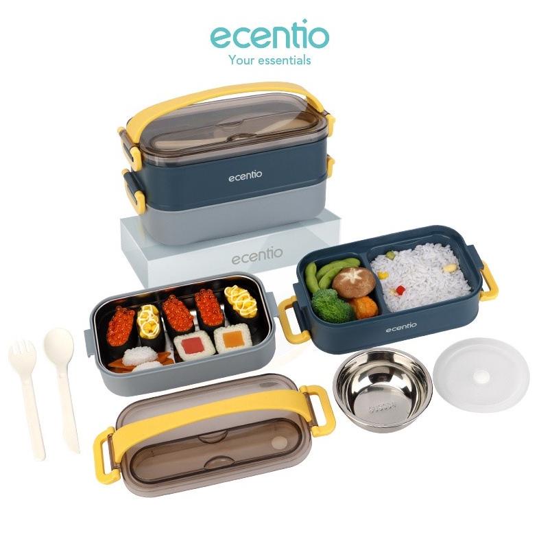 ECENTIO LUNCH BOX 304 STAINLESS STEEL KOTAK BEKAL STAINLESS KOTAK MAKAN 1200ML DOUBLE-LAYERS /LUNCH 