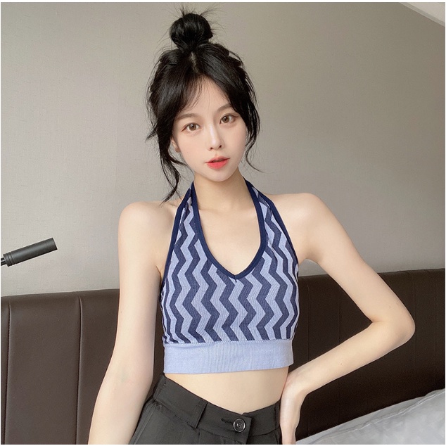 RSB BR274 Bra Sport Wanita Tanpa Kawat Model Atasan V-neck Sexy Tali Leher Crop Top Elastis Bra Crop Korea Kekinian