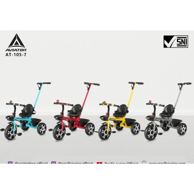 Sepeda Anak Roda Tiga Aviator At 105-7 Dorongan Bel Keranjang