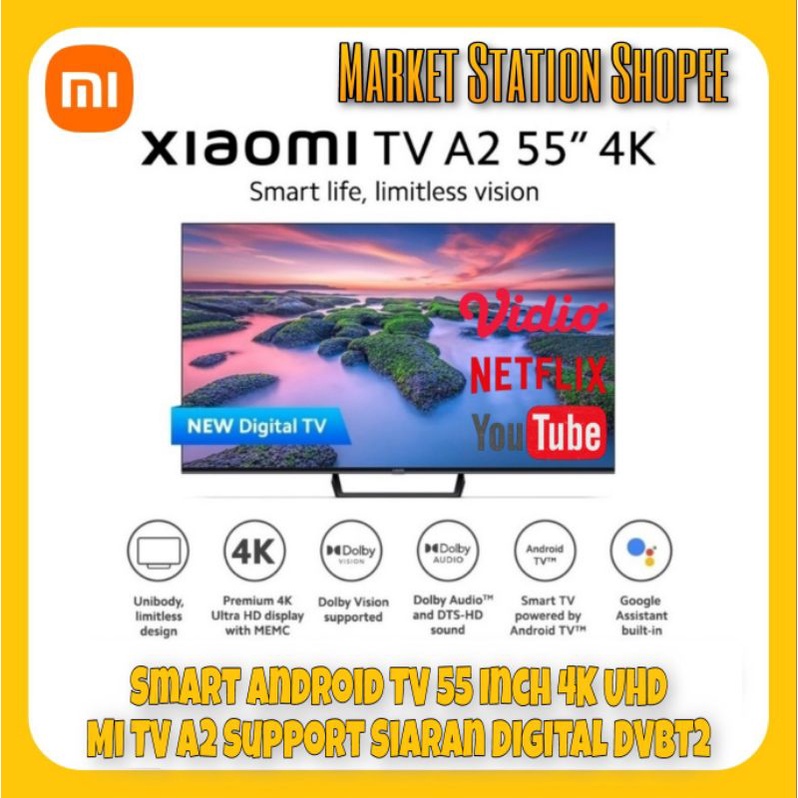 Xiaomi Mi TV A Pro Series 55 Inch GOOGLE TV 4K UHD DVBT2 Garansi Resmi (Medan/Luar Kota)