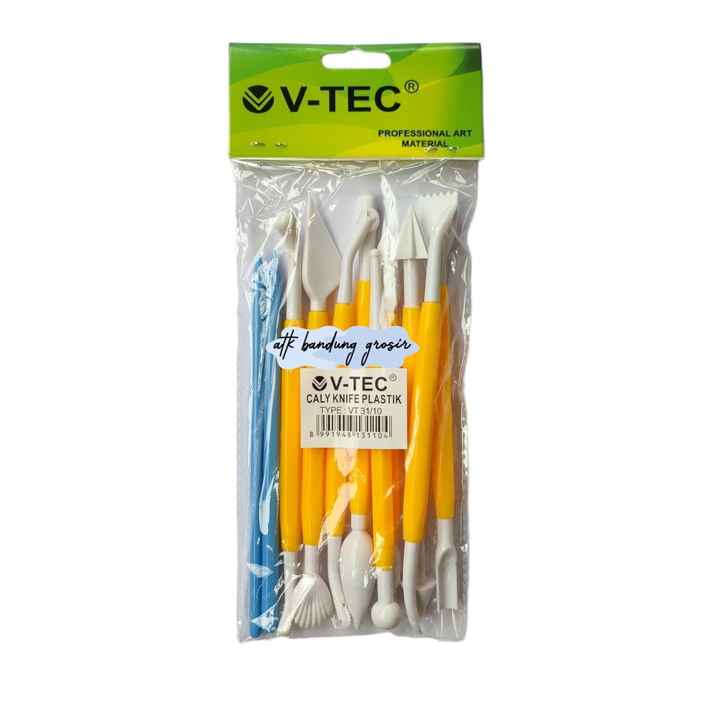 

V-Tec Clay Knife Plastik VT-31/10 Set 10 pcs / Vtec Pisau Ukir Clay Kombinasi Putih Kuning Biru / Pisau Ukir Tanah Lita Bahan Plastik – Set 10