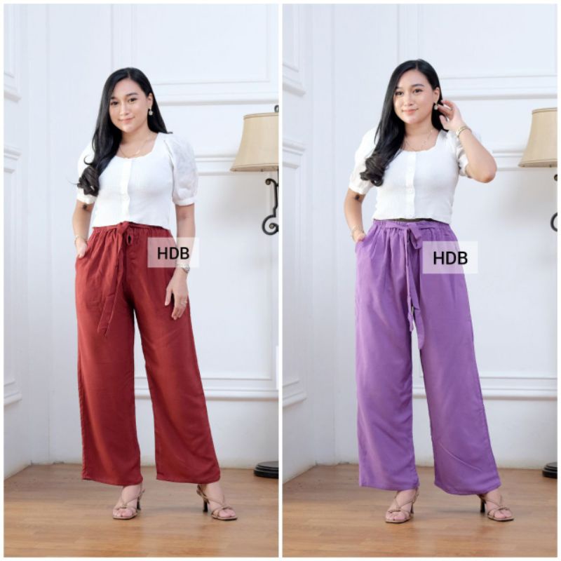 celana kulot panjang wanita celana tartan bahan cringkel airflow basic baggy pant kulot celana kantor kerja kuliah
