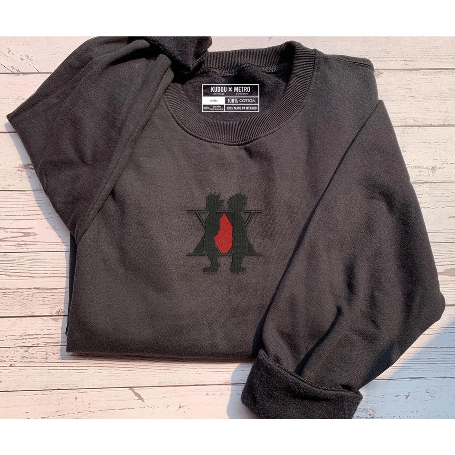 Crewneck HxH Logo Black Embroidery Anime Manga Hunter X Hunter