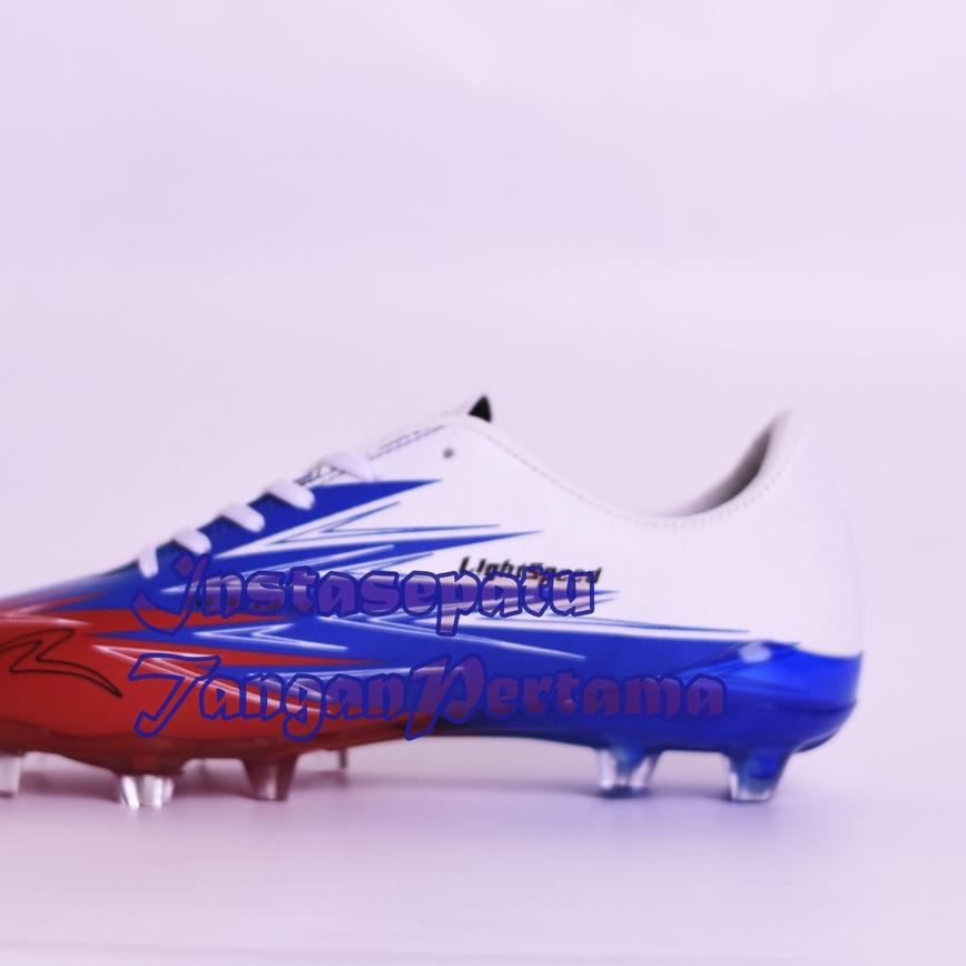 Sepatu Bola Sol Bening Specs Accelerator Lightspeed 3 In-White/Tulip Blue/Emperor Red