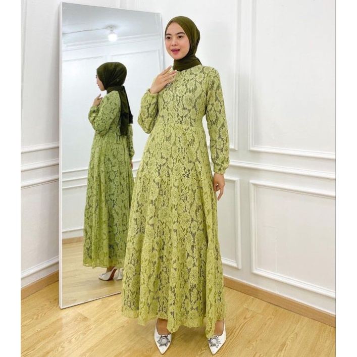 Termurah Gamis Brukat Korea Premium Halus Dress Brokat Rimpel Malaysia Baju Kurung Melayu Set Kebaya Longdress Wanita Muslimah Seragam Lebaran Keluarga Seragaman Pesta Pernikahan Ibu Pengajian Bunda Arisan Anak Gadis Remaja Perempuan